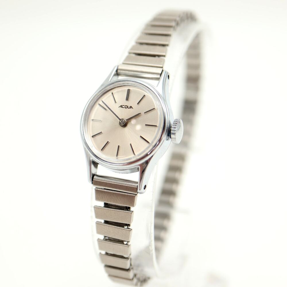 Acqua by Timex Silver Tone Womens Mechanical 20mm Watch Manual Wind Running!